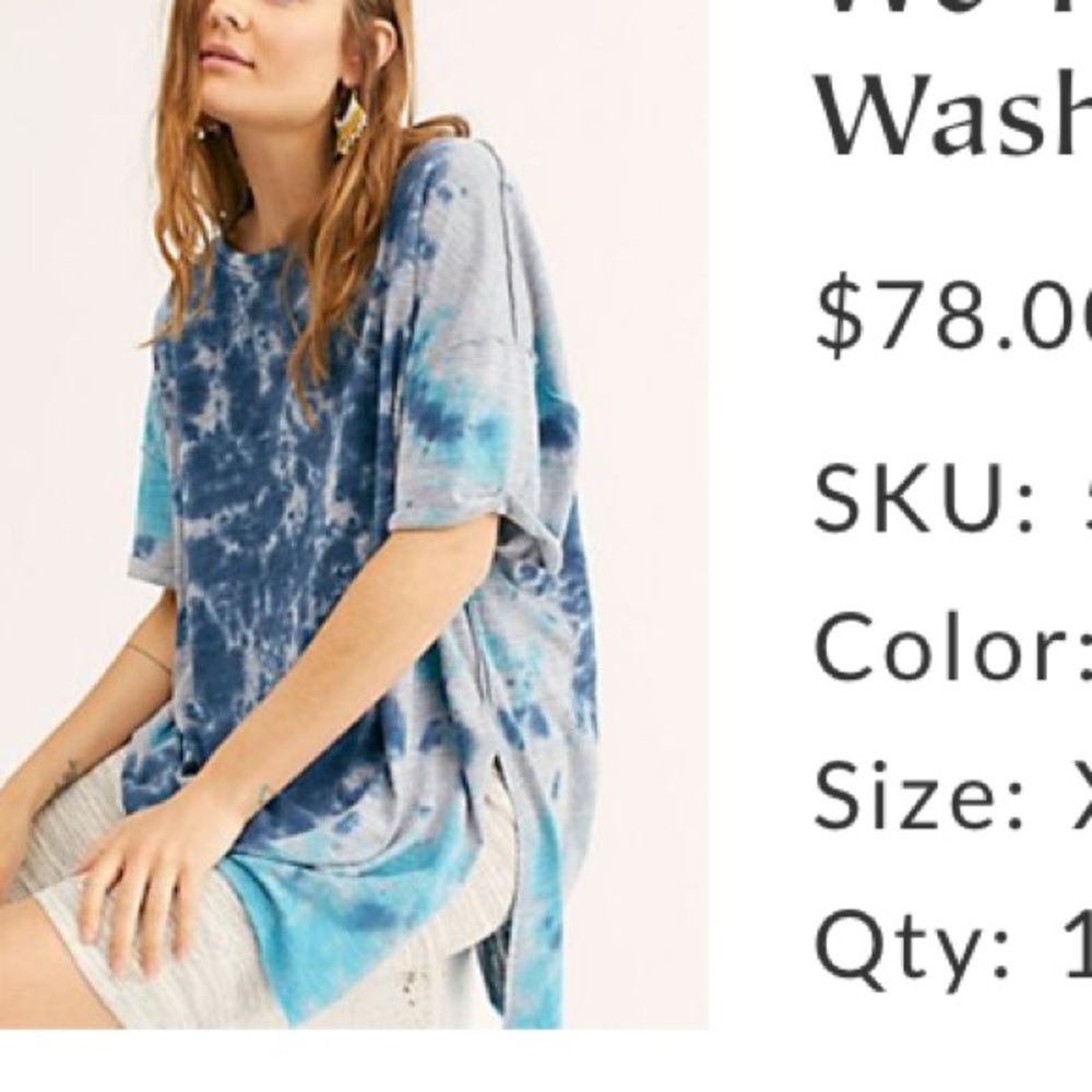 Free People We the Free blue tie dye tunic top XS
